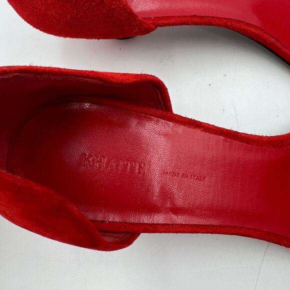 Khaite Seville Suede d’Orsay Heels Red Pointy Toe Kitten - Picture 3 of 14